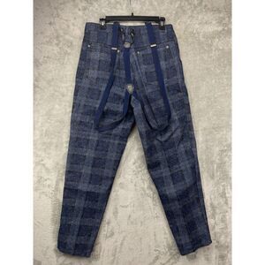 VTG Nixit Women's Speckled Plaid Denim Jeans‎ Sz 34 Cotton Festival w/Suspenders